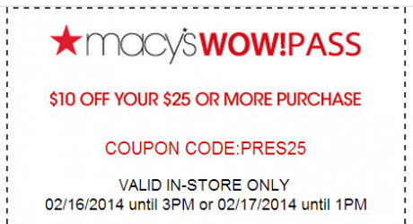 Macy&#39;s $10 Off $25 Coupon