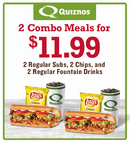 Quiznos Coupon: 2 Combo Meals for $11.99