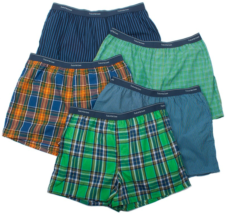9 (Reg 18) 5 Pack Fruit of the Loom Men's Boxers + Free Shipping (1/22 Only)