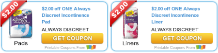 $0.99 (Reg $6.49) Always Discreet Pads and Liners at Walgreens