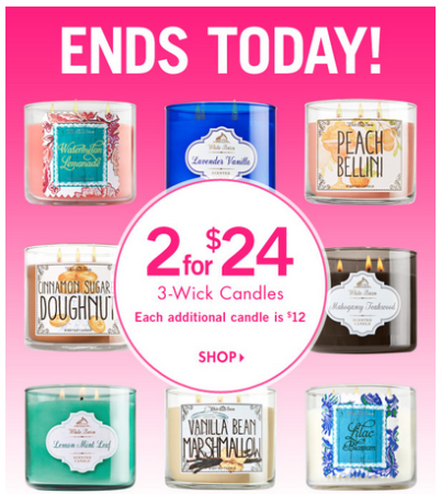 $12 (Reg $22.50) 3-Wick Candles Sale at Bath & Body Works ...
