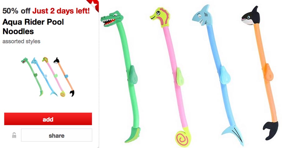 50% Off Aqua Rider Pool Noodles Cartwheel Offer