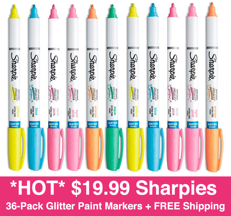 *HOT* 19.99 Sharpie 36Pack Glitter Paint Markers + FREE Shipping (0.