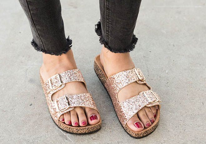tie leg glitter sandals