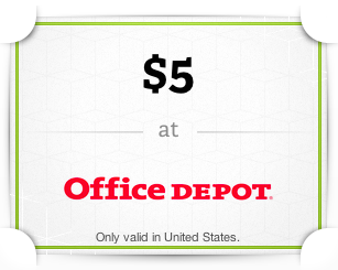Free $5 Office Depot Gift Card (Wrapp)