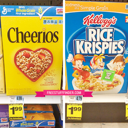 $0.99 (Reg $5) General Mills & Kellogg's Cereal at Rite Aid