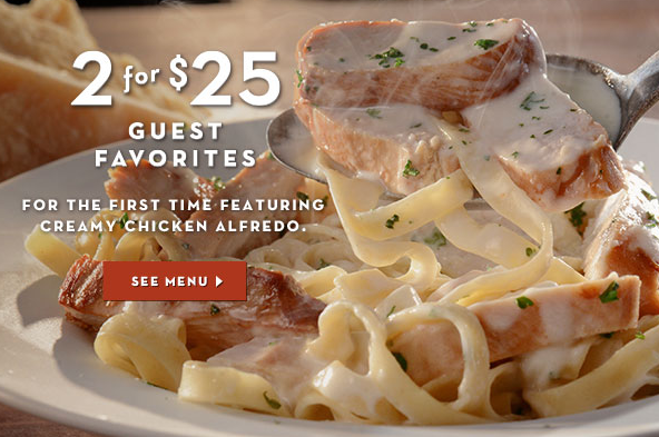 Olive garden menu cheap 2 for $25