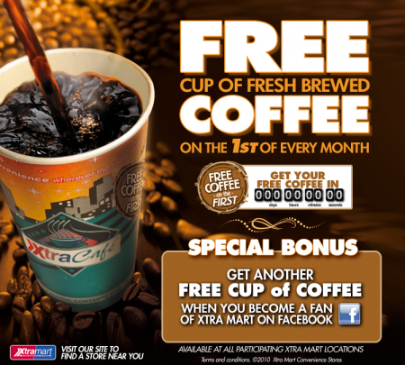 Free Cup of Coffee at XtraMart (Today Only)