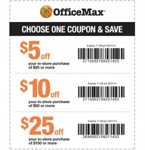 $5 off $25, $10 off $50, or $25 off $150 at OfficeMax | Free Stuff Finder