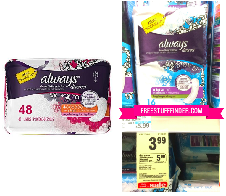 2.74 (Reg 12) Always Discreet Pads & Liners at CVS Free Stuff Finder