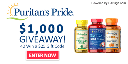 Win $25 Puritan's Pride Gift Code (40 Winners!) | Free Stuff ...