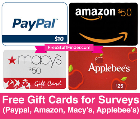 Earn Free Gift Cards for Surveys (Paypal, Amazon & Macy's)