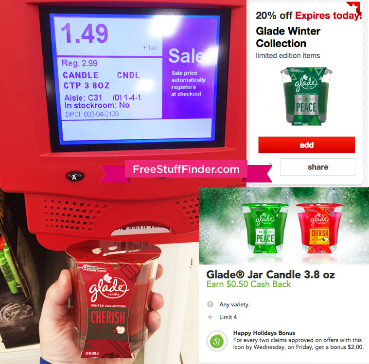 *HOT* Free Glade Candles + 2.12 Moneymaker at Target Free Stuff Finder