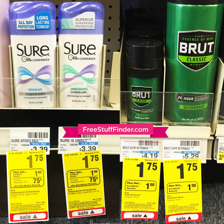FREE Brut or Sure Deodorant at CVS Free Stuff Finder