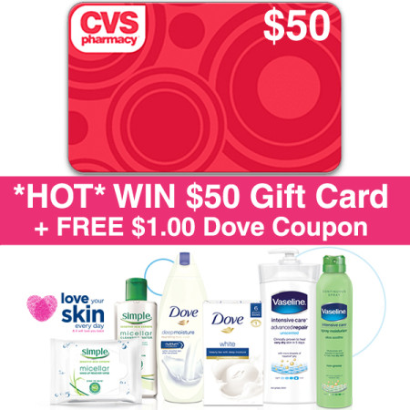 *HOT* Win FREE $50 CVS Gift Card + $1.00 Off Dove Coupon