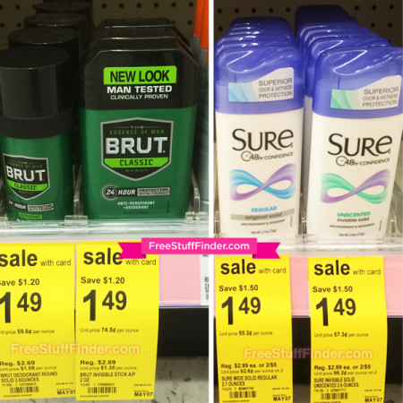 *HOT* FREE Sure or Brut Deodorant at Walgreens (Print Now!)