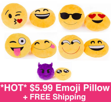 *HOT* $5.99 Emoji Pillow (High Quality) + FREE Shipping