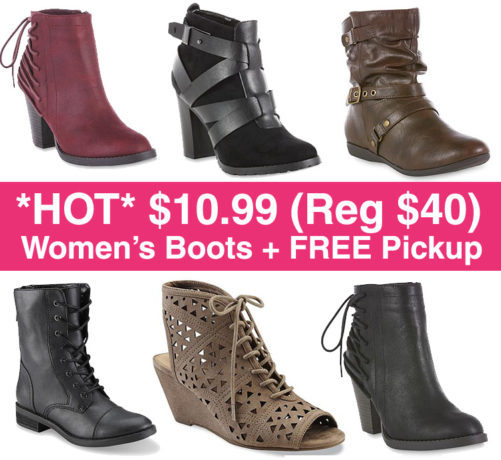 *HOT* $10.99 (Reg $40) Women's Boots + FREE Pickup