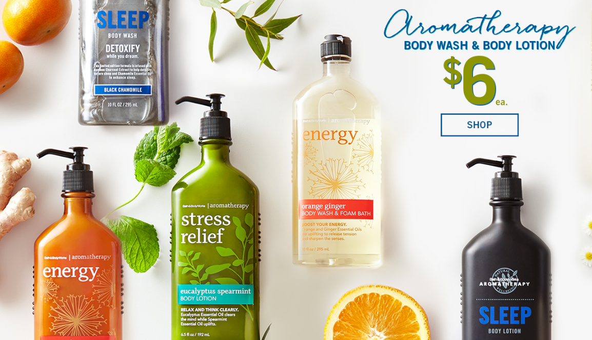 *HOT* 5.25 (Reg 13) Aromatherapy Body Wash & Lotion at Bath & Body