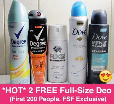 *HOT* 2 FREE Dry Spray Deo (First 200 People) - LIVE NOW!