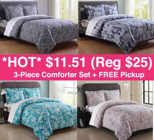 *HOT* $11.51 (Reg $25) 3-Piece Comforter Set + FREE Store Pickup