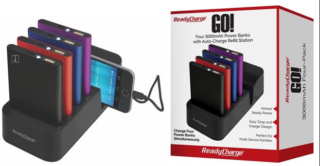 $29.99 (Reg $50) Portable Charger 4-Pack + Charging Base & FREE Shipping