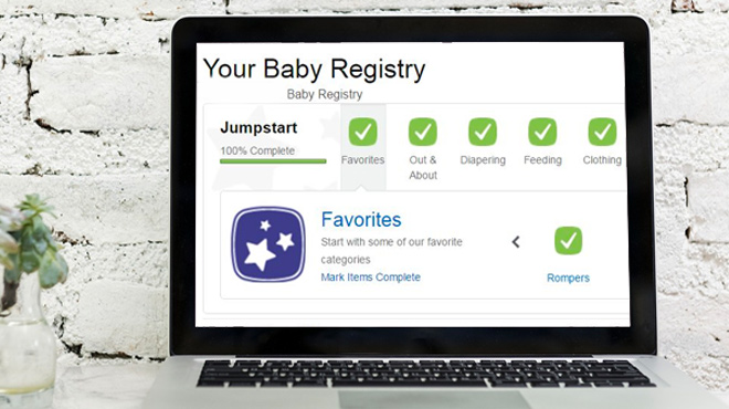 Completed Amazon Baby Registry Setup on a Laptop