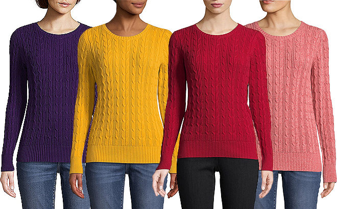 Women's Cable Knit Sweaters JUST $11.99 (Reg $32) at JCPenney – Cute  Styles! | Free Stuff Finder