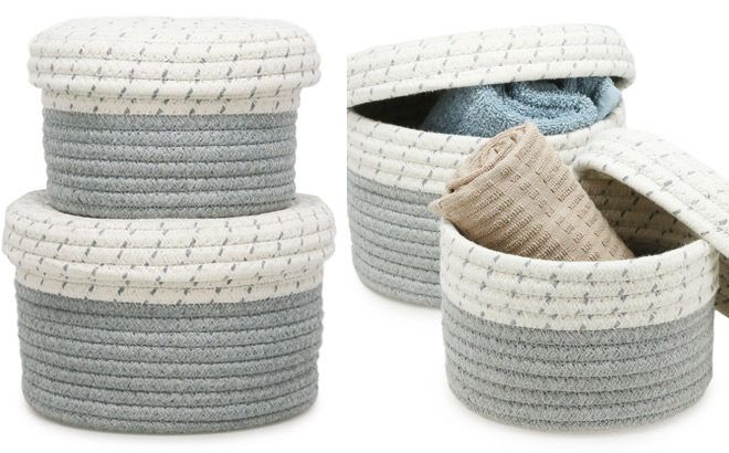Double Rope Baskets with Lids 2-Piece for ONLY $2.80 (Reg $10) - Just $1.40 Each!