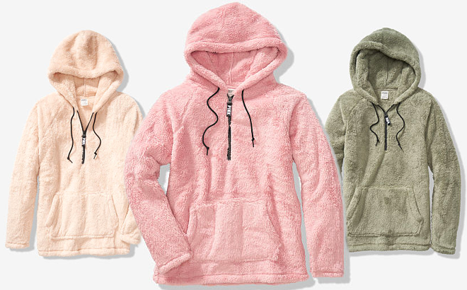 teddy half zip pullover