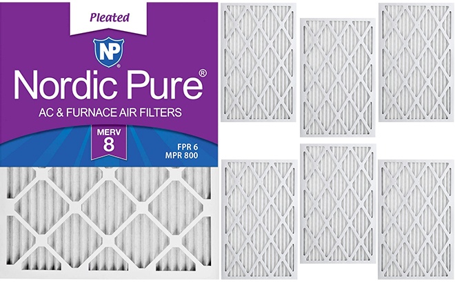 Nordic Pure 16x16x1 Pleated MERV 8 Air Filters 6 Pack 