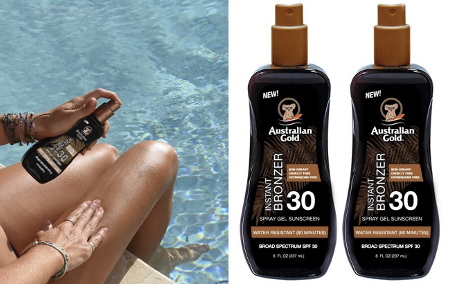 Australian Gold Spray Gel Sunscreen with Instant Bronzer SPF30 ONLY at Amazon | Free Stuff Finder