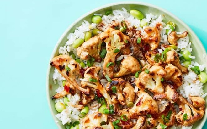 Rice and Veggies on a Plate