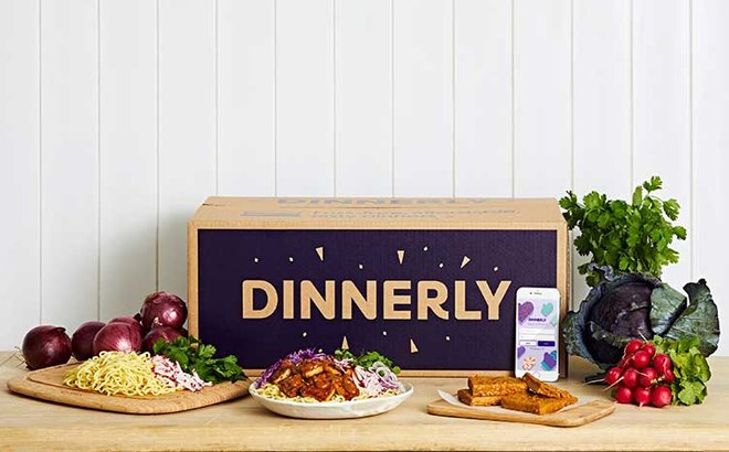 Dinnerly Meal Box with Food around it