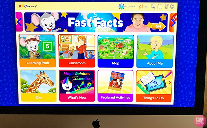Screen with ABCMouse Learning Program on the Background