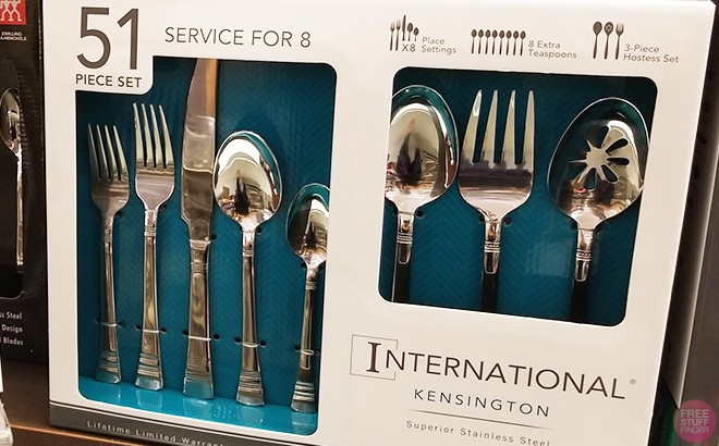 Service for 8 International Silver Kensington 51-Piece Stainless Steel Flatware Set 