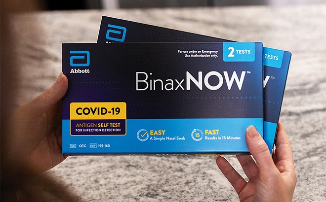 BinaxNOW COVID‐19 Antigen Self Test 2-Pack $14