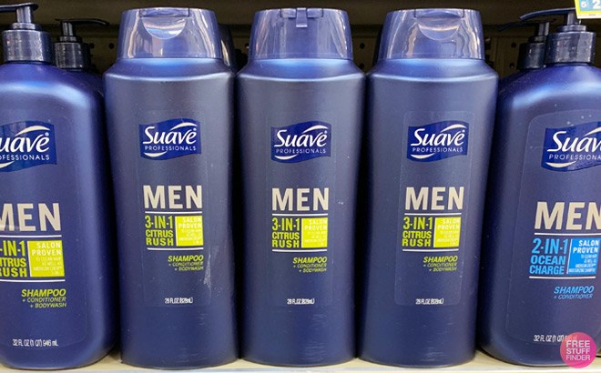 Suave Men 3-in-1 Shampoo 4-Count for $7