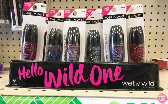Wet n Wild Nail Polishes on a Store Shelf