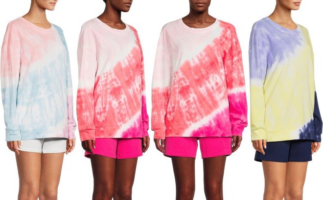 Women's Tie Dye Sweatshirt Sets $9.96