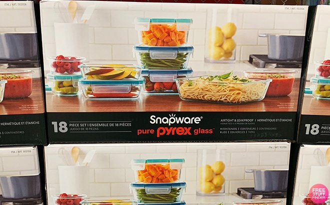Snapware Pyrex 18-Piece Glass Food Storage Set, Blue