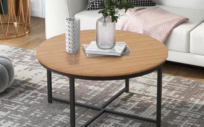 Round Wood Coffee Table $116 Shipped