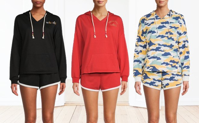 Women's Hoodie & Shorts Pajama Set $5.65