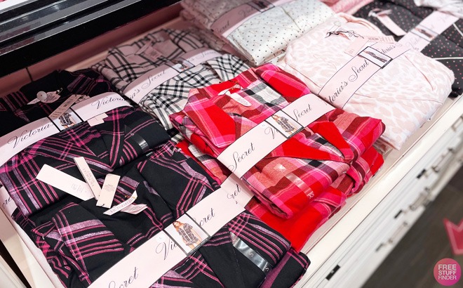 Victoria's Secret Flannel Pajama Sets on Display at a Victoria’s Secret Store