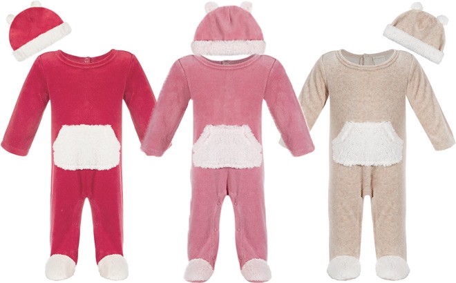 Baby Velour Coverall & Hat Set $12