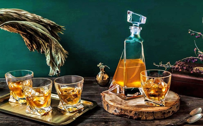Crystal 5-Piece Whiskey Decanter Set $39