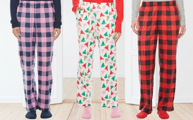 Women's Fleece Pajama Pants & Socks $9