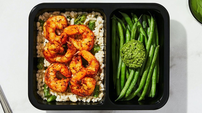 Plate with Rice, Shrimp and Vegetables