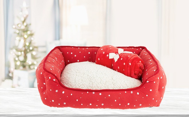 Holiday Dog Bed & Blanket Set $5 Shipped!