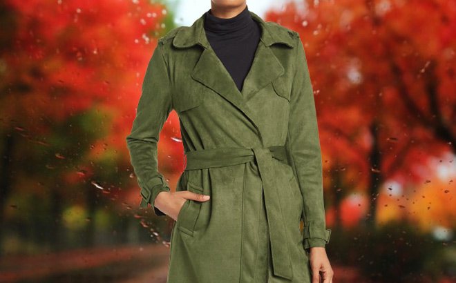 Faux Suede Trench Coat $22.46